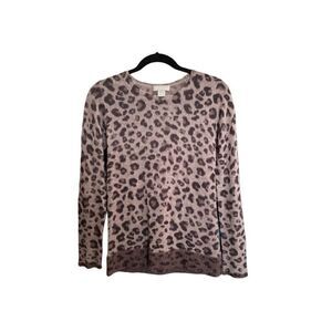 Evelyn Grace women’s animal leopard print cashmere sweater size medium